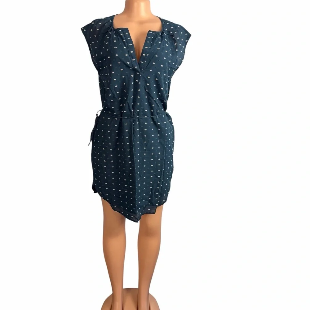 Loft Blue Sleeveless Tie-Waist Shirtdress - Picture 4 of 9